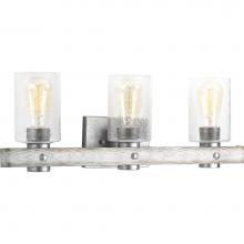 Progress Lighting P300125-141 - Gulliver Collection Three-Light Galvanized Finish Clear Seeded Glass Coastal Bath Vanity Light