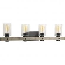 Progress Lighting P300126-143 - Gulliver Collection Four-Light Graphite Clear Seeded Glass Coastal Bath Vanity Light