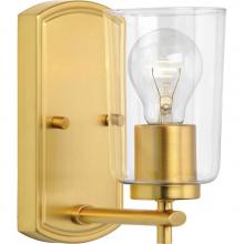 Progress Lighting P300154-012 - Adley Collection One-Light Satin Brass Clear Glass New Traditional Bath Vanity Light