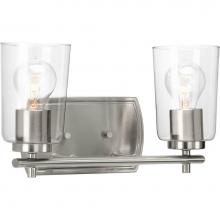 Progress Lighting P300155-009 - Adley Collection Two-Light Brushed Nickel Clear Glass New Traditional Bath Vanity Light