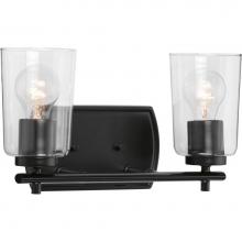 Progress Lighting P300155-031 - Adley Collection Two-Light Matte Black Clear Glass New Traditional Bath Vanity Light