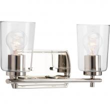 Progress Lighting P300155-104 - Adley Collection Two-Light Polished Nickel Clear Glass New Traditional Bath Vanity Light