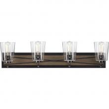 Progress Lighting P300232-020 - Briarwood Collection Four-Light Antique Bronze Clear Glass Coastal Bath Vanity Light