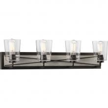 Progress Lighting P300232-143 - Briarwood Collection Four-Light Graphite Clear Glass Coastal Bath Vanity Light