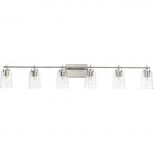 Progress Lighting P300372-009 - Adley Collection Six-Light New Traditional Brushed Nickel Clear Glass Bath Vanity Light