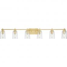 Progress Lighting P300372-012 - Adley Collection Six-Light New Traditional Satin Brass Clear Glass Bath Vanity Light