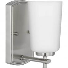 Progress Lighting P300465-009 - Adley Collection One-Light Brushed Nickel Etched Opal Glass New Traditional Bath Vanity Light