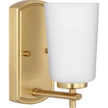 Progress Lighting P300465-012 - Adley Collection One-Light Satin Brass Etched Opal Glass New Traditional Bath Vanity Light