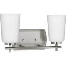 Progress Lighting P300466-009 - Adley Collection Two-Light Brushed Nickel Etched Opal Glass New Traditional Bath Vanity Light