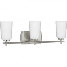 Progress Lighting P300467-009 - Adley Collection Three-Light Brushed Nickel Etched Opal Glass New Traditional Bath Vanity Light