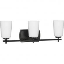 Progress Lighting P300467-31M - Adley Collection Three-Light Matte Black Etched Opal Glass New Traditional Bath Vanity Light