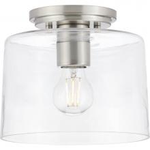 Progress Lighting P350213-009 - Adley Collection One-Light Brushed Nickel Clear Glass New Traditional Flush Mount Light