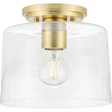 Progress Lighting P350213-012 - Adley Collection One-Light Satin Brass Clear Glass New Traditional Flush Mount Light