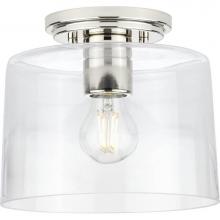 Progress Lighting P350213-104 - Adley Collection One-Light Polished Nickel Clear Glass New Traditional Flush Mount Light