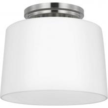 Progress Lighting P350260-009 - Adley Collection One-Light Brushed Nickel Etched Opal Glass New Traditional Flush Mount Light