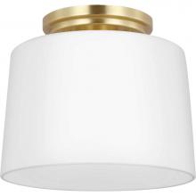 Progress Lighting P350260-012 - Adley Collection One-Light Satin Brass Etched Opal  Glass New Traditional Flush Mount Light