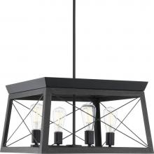 Progress Lighting P400047-031 - Briarwood Collection Four-Light Cerused Black Oak/Black Farmhouse Chandelier Light