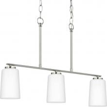 Progress Lighting P400348-009 - Adley Collection Three-Light Brushed Nickel Etched White Opal Glass New Traditional Linear Chandel