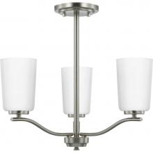 Progress Lighting P400349-009 - Adley Collection Three-Light Brushed Nickel Etched White Opal Glass New Traditional Semi-Flush Con