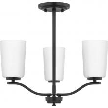 Progress Lighting P400349-31M - Adley Collection Three-Light Matte Black Etched White Glass New Traditional Semi-Flush Convertible