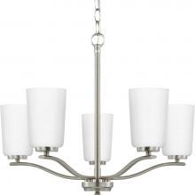 Progress Lighting P400350-009 - Adley Collection Five-Light Brushed Nickel Etched White Opal Glass New Traditional Chandelier