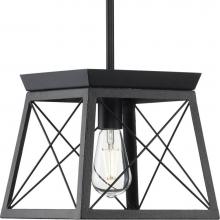 Progress Lighting P500041-031 - Briarwood Collection One-Light Textured and Cerused Black Farmhouse Style Hanging Mini-Pendant Lig