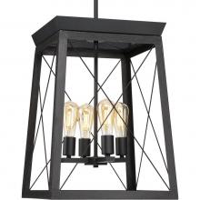 Progress Lighting P500178-031 - Briarwood Collection Four-Light Farmhouse Textured Black  Chandelier Foyer Light