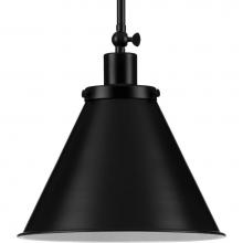 Progress Lighting P500325-031 - Hinton Collection One-Light Matte Black Vintage Style Hanging Pendant Light