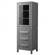 Wyndham Collection WCV2525LTKG - Daria Linen Tower in Dark Gray with Shelved Cabinet Storage and 3 Drawers