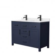 Wyndham Collection WCG242448DBBCCUNSMXX - Beckett 48 Inch Double Bathroom Vanity in Dark Blue, Carrara Cultured Marble Countertop, Undermoun