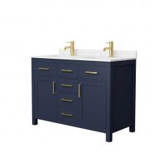 Wyndham Collection WCG242448DBLCCUNSMXX - Beckett 48 Inch Double Bathroom Vanity in Dark Blue, Carrara Cultured Marble Countertop, Undermoun