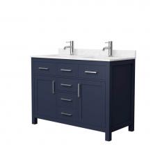 Wyndham Collection WCG242448DBNCCUNSMXX - Beckett 48 Inch Double Bathroom Vanity in Dark Blue, Carrara Cultured Marble Countertop, Undermoun