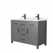 Wyndham Collection WCG242448DGBCCUNSMXX - Beckett 48 Inch Double Bathroom Vanity in Dark Gray, Carrara Cultured Marble Countertop, Undermoun