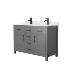 Wyndham Collection WCG242448DGBWCUNSMXX - Beckett 48 Inch Double Bathroom Vanity in Dark Gray, White Cultured Marble Countertop, Undermount