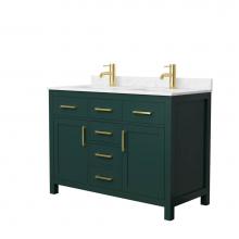 Wyndham Collection WCG242448DGDCCUNSMXX - Beckett 48 Inch Double Bathroom Vanity in Green, Carrara Cultured Marble Countertop, Undermount Sq