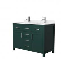 Wyndham Collection WCG242448DGECCUNSMXX - Beckett 48 Inch Double Bathroom Vanity in Green, Carrara Cultured Marble Countertop, Undermount Sq