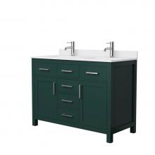 Wyndham Collection WCG242448DGEWCUNSMXX - Beckett 48 Inch Double Bathroom Vanity in Green, White Cultured Marble Countertop, Undermount Squa