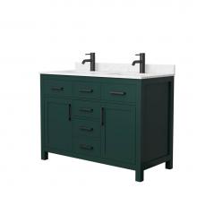 Wyndham Collection WCG242448DGKCCUNSMXX - Beckett 48 Inch Double Bathroom Vanity in Green, Carrara Cultured Marble Countertop, Undermount Sq