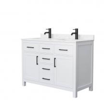 Wyndham Collection WCG242448DWBCCUNSMXX - Beckett 48 Inch Double Bathroom Vanity in White, Carrara Cultured Marble Countertop, Undermount Sq