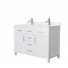 Wyndham Collection WCG242448DWHCCUNSMXX - Beckett 48 Inch Double Bathroom Vanity in White, Carrara Cultured Marble Countertop, Undermount Sq