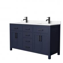 Wyndham Collection WCG242460DBBCCUNSMXX - Beckett 60 Inch Double Bathroom Vanity in Dark Blue, Carrara Cultured Marble Countertop, Undermoun