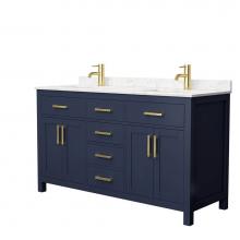 Wyndham Collection WCG242460DBLCCUNSMXX - Beckett 60 Inch Double Bathroom Vanity in Dark Blue, Carrara Cultured Marble Countertop, Undermoun