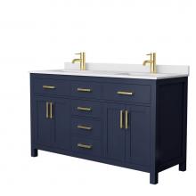 Wyndham Collection WCG242460DBLWCUNSMXX - Beckett 60 Inch Double Bathroom Vanity in Dark Blue, White Cultured Marble Countertop, Undermount