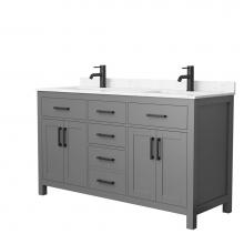 Wyndham Collection WCG242460DGBCCUNSMXX - Beckett 60 Inch Double Bathroom Vanity in Dark Gray, Carrara Cultured Marble Countertop, Undermoun