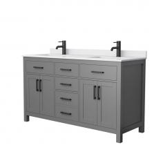 Wyndham Collection WCG242460DGBWCUNSMXX - Beckett 60 Inch Double Bathroom Vanity in Dark Gray, White Cultured Marble Countertop, Undermount