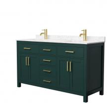 Wyndham Collection WCG242460DGDCCUNSMXX - Beckett 60 Inch Double Bathroom Vanity in Green, Carrara Cultured Marble Countertop, Undermount Sq