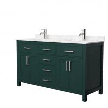 Wyndham Collection WCG242460DGECCUNSMXX - Beckett 60 Inch Double Bathroom Vanity in Green, Carrara Cultured Marble Countertop, Undermount Sq