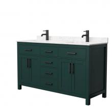 Wyndham Collection WCG242460DGKCCUNSMXX - Beckett 60 Inch Double Bathroom Vanity in Green, Carrara Cultured Marble Countertop, Undermount Sq