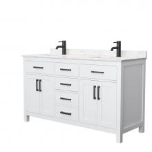 Wyndham Collection WCG242460DWBCCUNSMXX - Beckett 60 Inch Double Bathroom Vanity in White, Carrara Cultured Marble Countertop, Undermount Sq