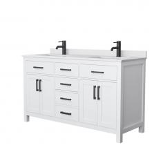 Wyndham Collection WCG242460DWBWCUNSMXX - Beckett 60 Inch Double Bathroom Vanity in White, White Cultured Marble Countertop, Undermount Squa